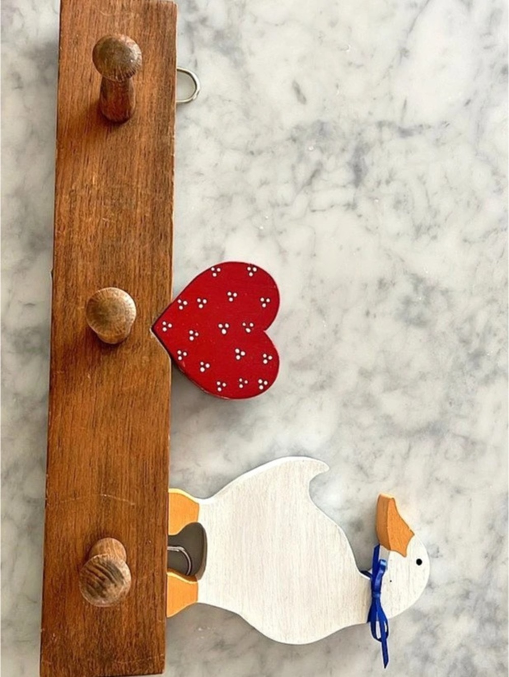 Wooden Wall  coat peg rack Decor Brown & White